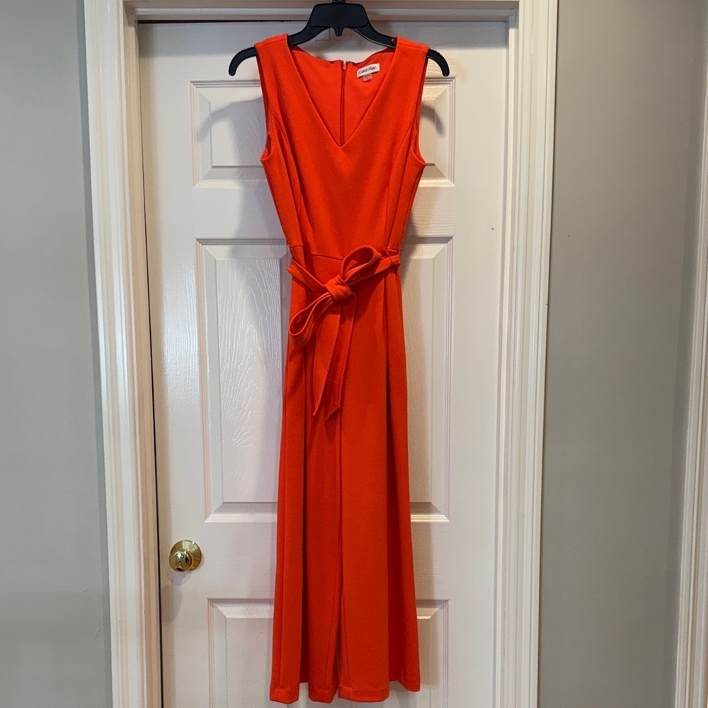 Calvin Klein orange wide-leg jumpsuit - Picture 3 of 7